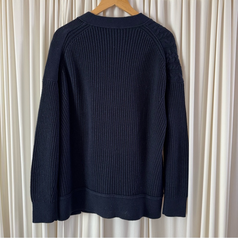 Cabi Spring 24 Textbook Dark Navy Cable Knit Sweater NWT Size Large Academia - Picture 4 of 7